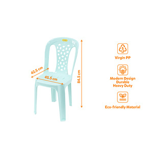 Heavy Duty PP Side <b>Chair</b> Large Floral Pattern Backrest Modern Garden <b>Dining</b> <b>Chair</b> Lightweight Durable <b>Stackable</b> Waterproof - Product Image 5