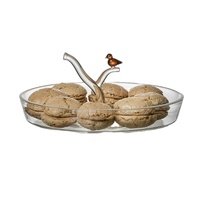 Vaisselle de cuisine décorative, petit oiseau, service sur branche, assiette de service, en verre Borosilicate transparent, sur mesure, 8 pièces
