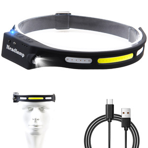 Lampe frontale rechargeable par USB, étanche, lumière rouge et blanche, COB, pour camping en plein air, randonnée, lampe frontale LED - Product Image 1