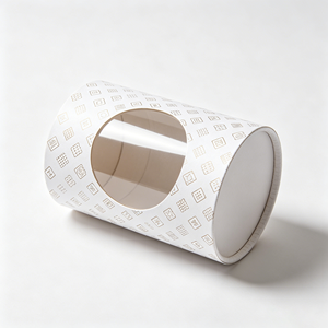 Boîte en carton cylindrique recyclable avec fenêtre de présentation, logo personnalisé pour l'emballage de grains de café et de produits secs - Product Image 4