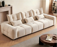Canapé modulaire carré réglable de luxe, coussins en velours crème moelleux, meubles élégants et confortables pour le salon
