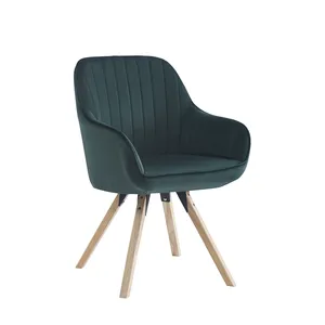 Promotion vente pas cher classique meubles de maison chaise rembourrée siège en velours vert chaise de salle à manger avec pied en métal