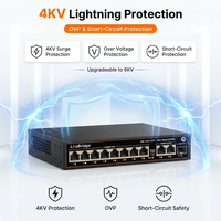 Sistem Keamanan Switch Jaringan Profesional Bertenaga AI 11 Port 10/100/1000M 2 untuk Uplink 1 SFP 120W Watchdog 250m Mode Perluasan