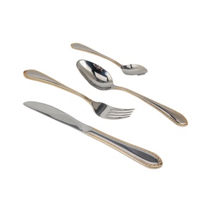 Chapado en oro y plata con detalles en oro, Apto para lavavajillas finos y juego de cubiertos (acento dorado) - Product Image 5