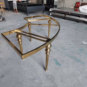 Tavolo da Matrimonio di Lusso Moderno in Vetro e Metallo Dorato, Tavolo Serpentino a Forma di <span class=keywords><strong>S</strong></span> in Acciaio Inossidabile per Eventi e Feste - Product Image 5