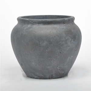 Design Vintage soggiorno decorazione per la casa vaso di <span class=keywords><strong>cemento</strong></span> da giardino esterno <span class=keywords><strong>in</strong></span> ceramica nera rotonda - Product Image 5