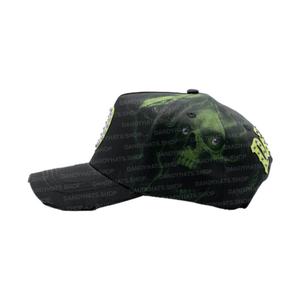 Casquettes de baseball en daim Sombrero G5 Dandy Hats pour Halloween, casquette 5 panneaux avec motif sportif lettre 'D' en strass et imprimé tête de mort - Product Image 2