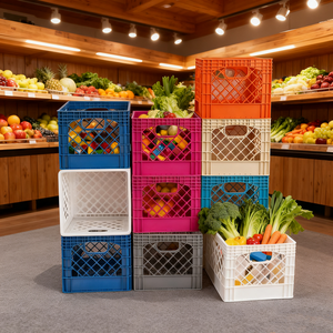 27L phong cách mới dày nhựa sữa Thùng Rau Trái Cây giỏ hậu cần doanh thu giỏ vuông màu sắc khác nhau HDPE <span class=keywords><strong>vious</strong></span> - Product Image 1