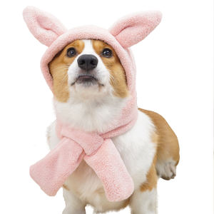 卸売 高品質 エレガント 無地 クリスマス 犬用 イヤーマフ ＆ トラッパーハット 冬 コーラルフリース 犬用ヘッドウェア ペットキャップ スヌード - Product Image 3