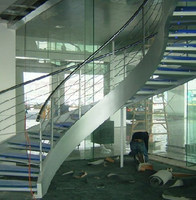 Verre incurvé d'escalier en verre courbé d'escalier de main courante en acier