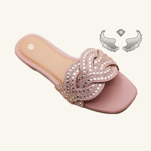 Sandales et pantoufles pour femmes de haute qualité, élégantes, à enfiler, avec strass, respirantes, confortables, légères, plates et durables - Product Image 2