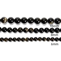 Perles rondes en obsidienne dorée dorée naturelle 4mm 6mm 8mm 10mm 12mm Perles de pierre pour la fabrication de bracelets