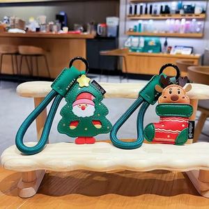 2026 Santa Claus PU Leather Keychain Cute Christmas Stockings Leather Pendant Creative Bag <b>Ornaments</b> - Product Image 6