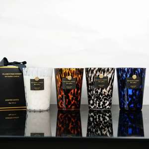 برطمان زجاجي فهد أسود وأبيض فاخر شمع الصويا شمع عطري لتزيين المنزل - Product Image 3