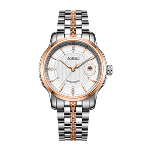 Reloj Mecánico Automático MIGE de 38 mm con Correa de Acero Inoxidable, Detalles en Oro Rosa, Cristal de Zafiro, Visualización de Fecha, Estilo de Moda de Lujo - Product Image 1