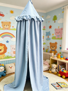 <span class=keywords><strong>Lit</strong></span> de Bébé Wonder Space avec Baldaquin à Volants, Couleurs Pastel Neutres, Forme Conique, Décoration pour Chambre d'Enfant (Garçons, Filles, Bébés) (Gris) - Product Image 4