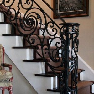Modern Wrought Iron Stair <strong>Railing</strong> for Villa with Clean Lines Water Resistant and Easy Installation - Product Image 1