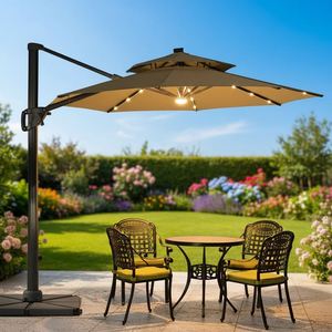 Wholesale Outdoor Awning Parasols LED <b>Umbrellas</b> Patio Cover <b>Windproof</b> Solar Light <b>Umbrella</b> - Product Image 4
