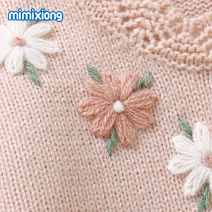 Suéter de Punto Mimixiong 2024 <span class=keywords><strong>para</strong></span> Recién Nacidos, Bordado con un Hermoso Patrón de Flores, Chaqueta Tipo Cárdigan de Boutique - Product Image 6