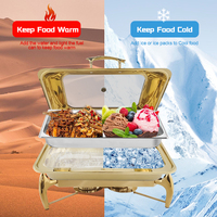 DaoSheng Restaurant Buffet 9L Serveur en acier inoxydable Rectangle chauffe-plat avec plateau de service Buffet chauffe-plat