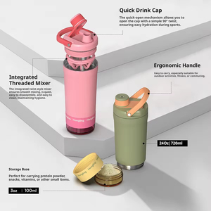Vasos de Acero Inoxidable de 24oz/720ml con Compartimento de Almacenamiento y Tapa de Apertura Rápida para Gimnasio y Uso al Aire Libre - Product Image 4