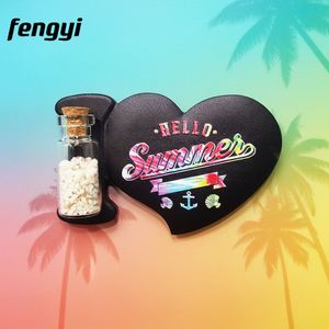 Autocollant magnétique pour réfrigérateur en résine en forme de cœur imprimé numériquement sur mesure avec bouteille de sable - Product Image 5