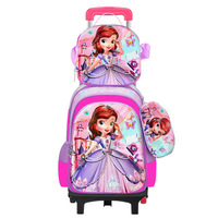 Tas Ransel Sekolah Dasar 3D Unisex Tiga Setel Bahan Nylon Keras Desain Anime Kartun Kapasitas Besar