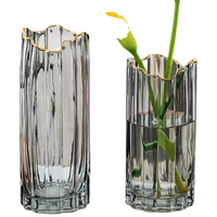 Centre de table de mariage de luxe Nordic Gold, vase en verre transparent moderne pour la décoration de la maison, utilisation sur table, marque XINJIAQIN, modèle X-H105