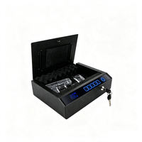 Caja Fuerte para Pistola con 3 Métodos de Desbloqueo: Huella Dactilar, Código y Llave, Acceso Rápido, Antirrobo, Tapa Abatible, Acero, Almacenamiento para Hogar, Mesita de Noche, Auto, Directo de Fábrica