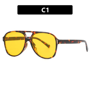 2024 lunettes de soleil pilote rétro à grand cadre en forme de <span class=keywords><strong>crapaud</strong></span> Double faisceau carré noir et gris lentilles PC avec attribut optique UV400 - Product Image 5