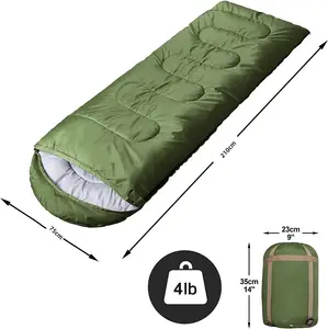 Woqi sacos de dormir de acampamento de algodão oco para uso ao ar livre, sacos de dormir portáteis baratos e confortáveis