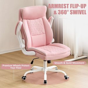 Chaise de bureau exécutive ergonomique pivotante en cuir PU <span class=keywords><strong>rose</strong></span> à dossier haut avec fonction massage – Vente en gros - Product Image 3
