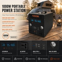 Station d'alimentation portable 2000W 1024Wh, générateur solaire haute capacité avec prises AC pour l'alimentation de secours domestique en cas d'urgence