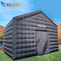 Tente de fête portable de grande taille, tente cube gonflable noire avec éclairage LED, bar disco, tente de nuit gonflable, chapiteau gonflable