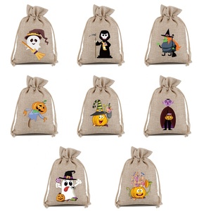 8 симпатичных джутовых мешков в виде тыквы, ведьмы вампира, сувенирные пакеты на Хэллоуин, льняные пакеты для конфет, детские пакеты для конфет на завязках для Хэллоуина и вечеринки - Product Image 2