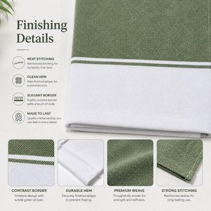 Olive Green Bamboo Bath <b>Towel</b> Fine Woven Texture <b>White</b> Border Soft Absorbent Quick Dry Lightweight Spa Hotel Gym Travel Sheet - Product Image 3