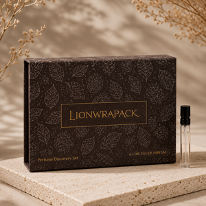 Boîte d'échantillons <span class=keywords><strong>de</strong></span> parfum <span class=keywords><strong>de</strong></span> luxe personnalisable Lionwrapack, emballage rigide en papier magnétique avec tissu en <span class=keywords><strong>lin</strong></span> et design en feuille d'argent - Product Image 3