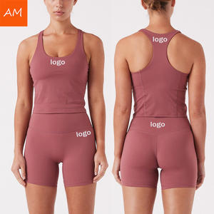 Custom Logo Nylon Double Liner <strong>Tank</strong> <strong>Top</strong> Thick Straps Yoga <strong>Racer</strong> Back <strong>Tank</strong> <strong>Top</strong> Fitness Active Wear <strong>Tank</strong> <strong>Top</strong> for Women - Product Image 2