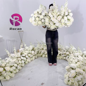 Eventi decorazione <span class=keywords><strong>sposa</strong></span> fiore corridore pavimento corridoio terra fiori artificiali fila fiori rosa seta corridore per la decorazione di nozze festa - Product Image 2