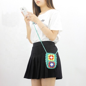 <span class=keywords><strong>Bolso</strong></span> cruzado de punto hecho a mano <span class=keywords><strong>para</strong></span> teléfono móvil, bandolera pequeña de ganchillo - Product Image 4