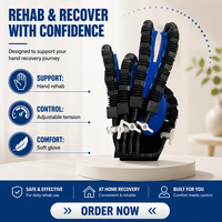 Gants de rééducation robotiques pour doigts Mirror Leyidi, appareil d'exercice électrique intelligent certifié CE, bleu noir S-XL pour usage domestique post-AVC
