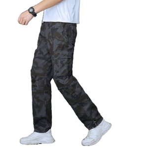 Pantalones Cargo de Camuflaje para Hombre, Cintura Elástica, Múltiples Bolsillos, Transpirables, Corte Recto Informal, Estilo Lona de Peso Medio, para Primavera - Product Image 1