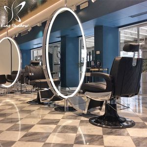 Estación de Peluquería de Lujo de Una Sola Cara, Muebles de Salón, Espejo de Estilismo Plateado con Iluminación LED - Product Image 1