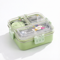 3-Fach Edelstahl Bento Lunchbox Auslaufsicher BPA-Frei Lebensmittelbehälter Mit Saucenbecher für Schule Büro Kinder
