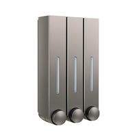 Distributeur triple mural pour salle de bain d'hôtel – Distributeur de gel douche, revitalisant et shampoing en plastique pour hôtel