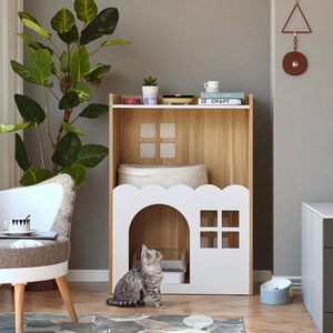 Maison d'arbre de condo de chat en bois moderne de haute qualité écologique <span class=keywords><strong>avec</strong></span> motif animal - Product Image 1