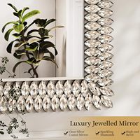 Miroir mural rectangulaire de luxe en diamant pour la décoration de la maison, miroir de vanité décoratif pour le salon, la chambre à coucher, la décoration intérieure