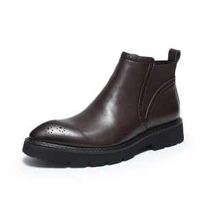 Nouvelles bottes de moto décontractées pour hommes en cuir à bout carré et semelle épaisse, antidérapantes - Product Image 6