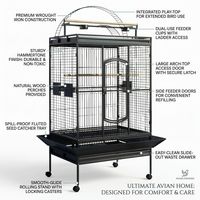 Volière polyvalente, robuste et spacieuse pour grands animaux, cage en acier faite à la main pour ara, gris, multicolore, style contemporain vieilli, pour usage intérieur
