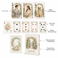 Cartes à Jouer Personnalisées Portrait de Couple Aquarelle Jardin Californien, 57 x 87 mm, Papier Couché 300 g/m²